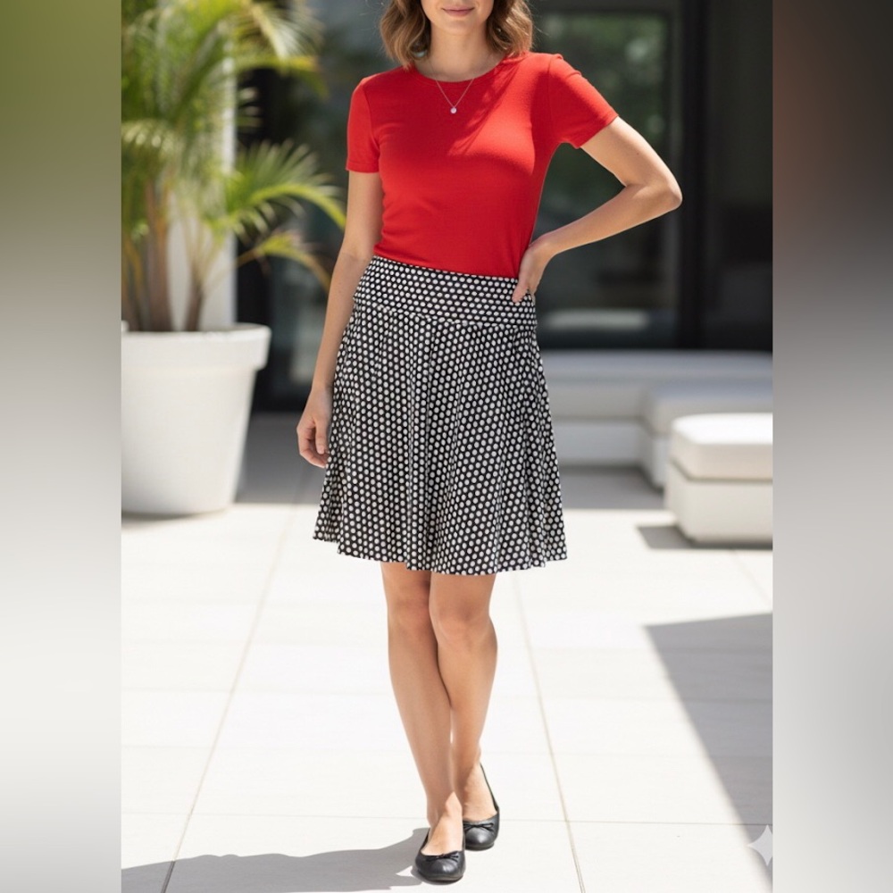 Max Studio Skirt Polka Dot Small Ruched Waist Y2K Retro Capsule Maximalist Boho